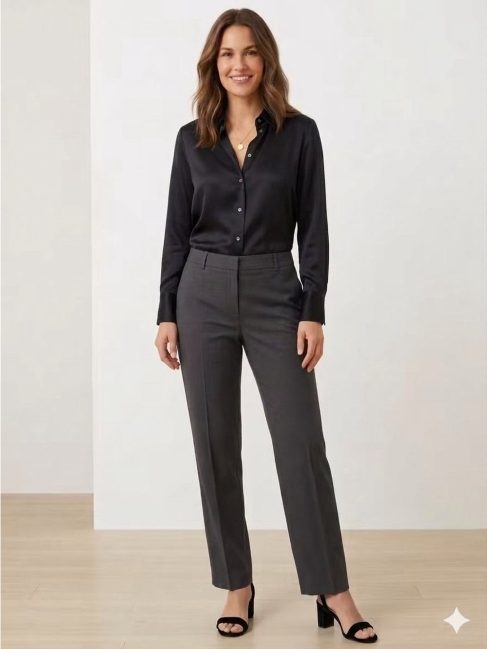 Ann Taylor LOFT Size 8 Wool Charcoal Gray High Rise Tailored Trousers Lined